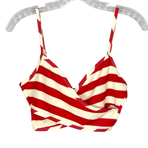 Show Me Your Mumu Kiki Crop Top Hampton Stripe Red Cream Back Zip size Small - Picture 3 of 10